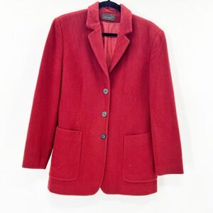 Clara Chiara Red 100% Cashmere Blazer Coat Made in Italy Women Size 40